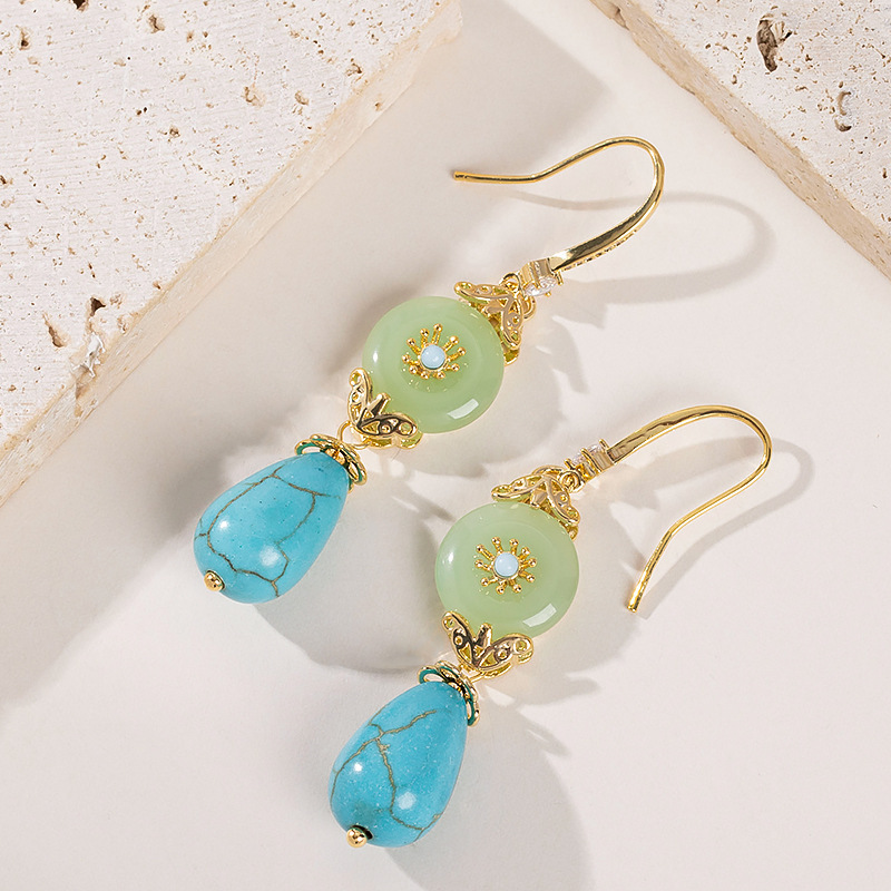 國風復古優雅新中式仿玉髓耳墜耳環長款輕奢氣質高級感顯臉瘦耳飾