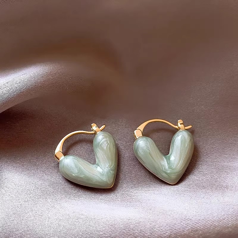 莫奈花园油画风爱心花朵珍珠耳环时尚气质耳钉法式甜美小清新耳饰