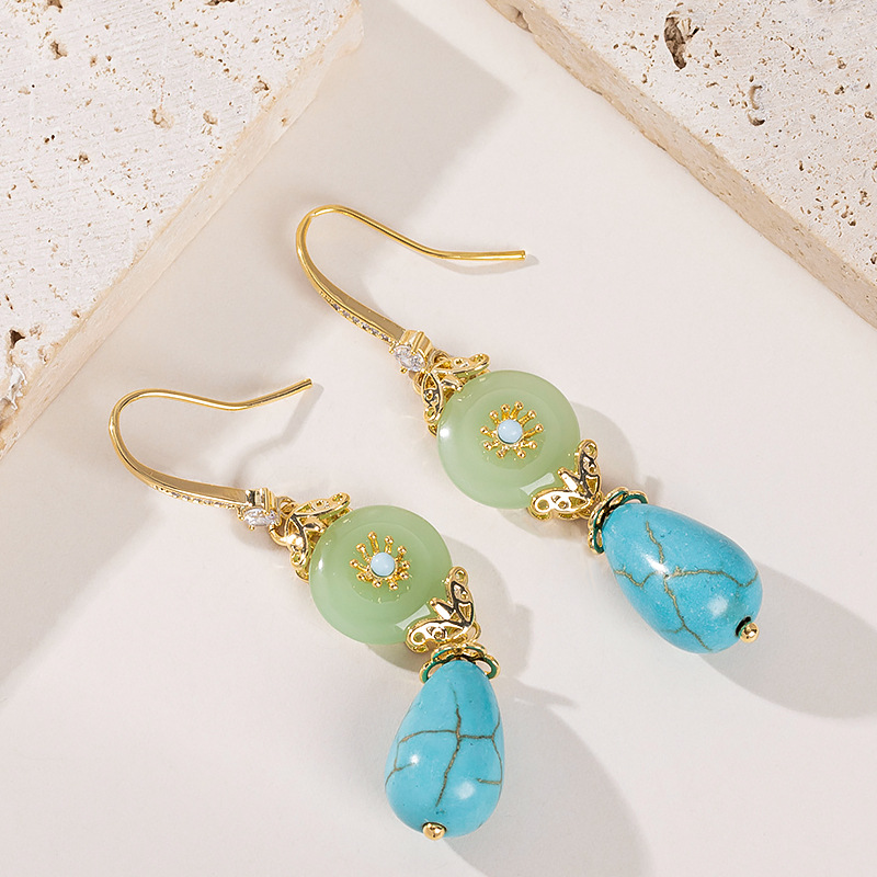 國風復古優雅新中式仿玉髓耳墜耳環長款輕奢氣質高級感顯臉瘦耳飾