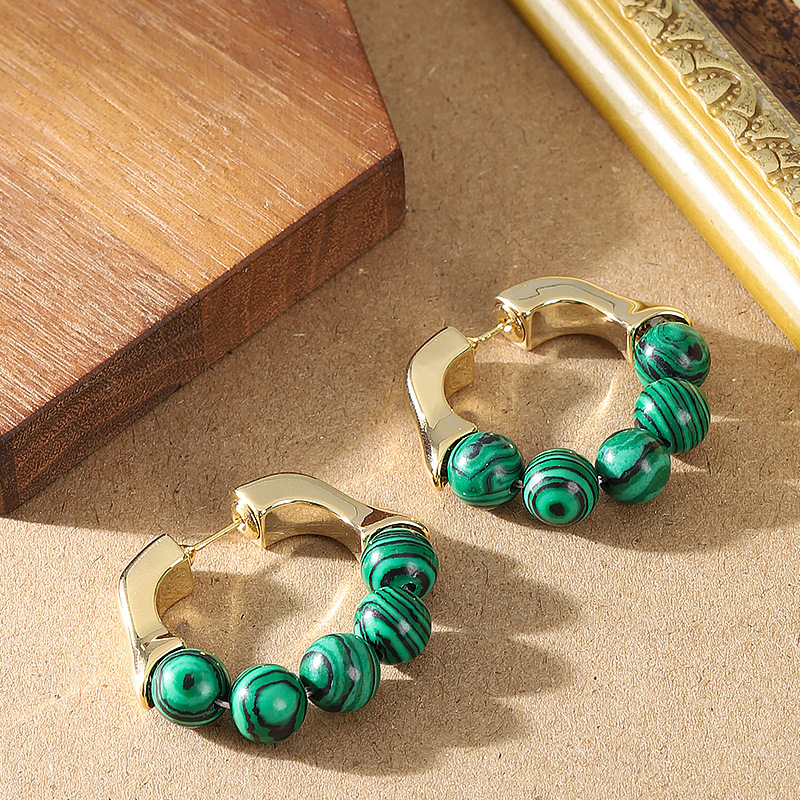 法式優雅時尚小香風葡萄珠珠虎眼石耳環女氣質百搭高級感銀針耳飾