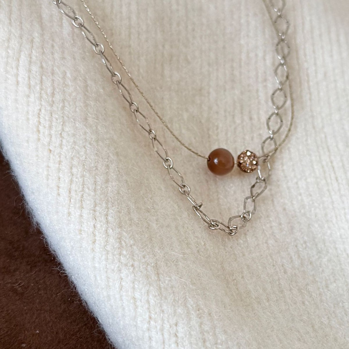 疊戴｜環環項鏈｜貓眼鑽球鏤空項鍊