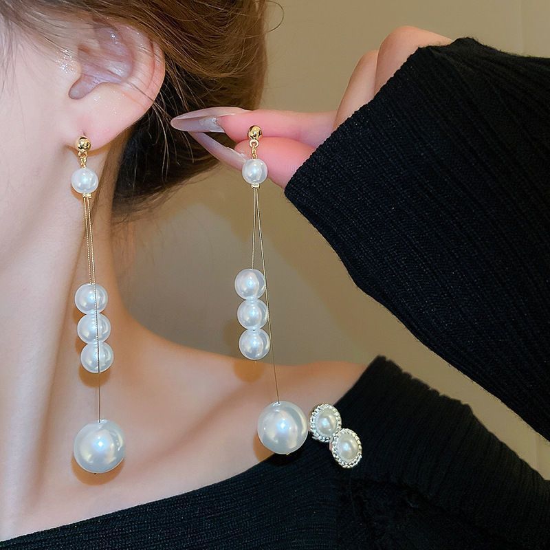銀針珍珠耳環復古輕奢耳墜/清新甜美高级感耳飾