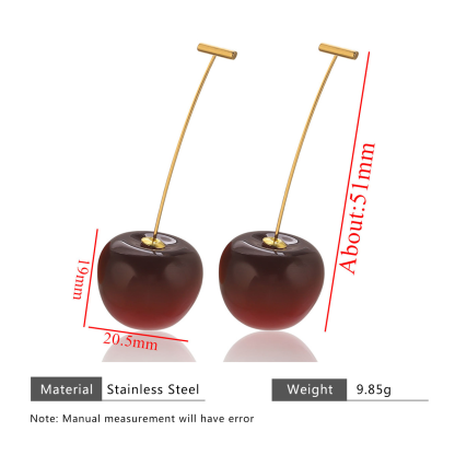 酒紅櫻桃耳環｜顯瘦顯白高級感
