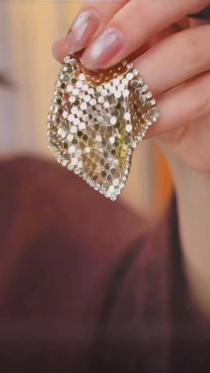 魔毯耳墜｜鋯鑽菱形耳墜｜S925銀針，3.9克重