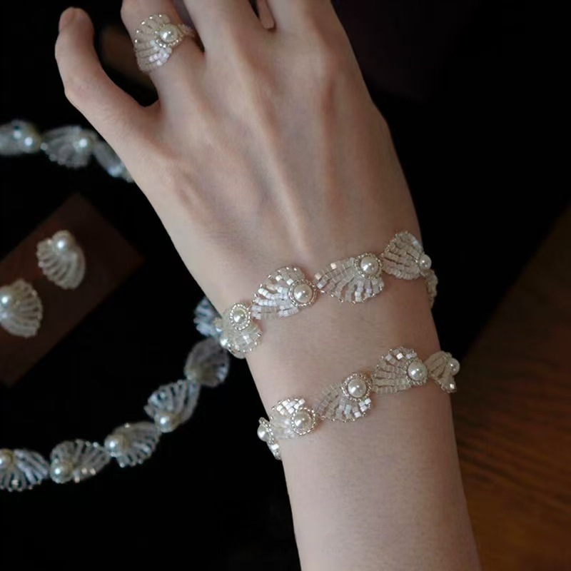海上升明月｜手工編織｜法式復古珍珠米珠手鍊&項鍊