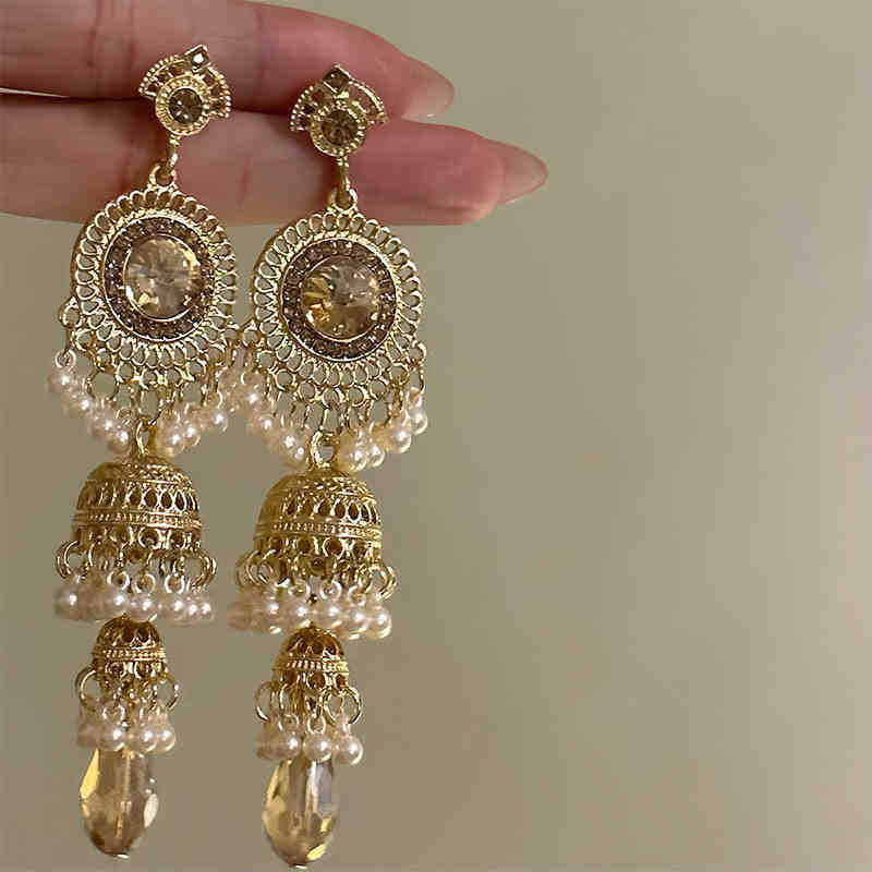 重工复古风铃流苏夸张长款耳环波西米亚异域民族风耳钉高级感耳饰