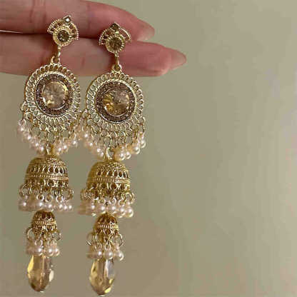 重工复古风铃流苏夸张长款耳环波西米亚异域民族风耳钉高级感耳饰