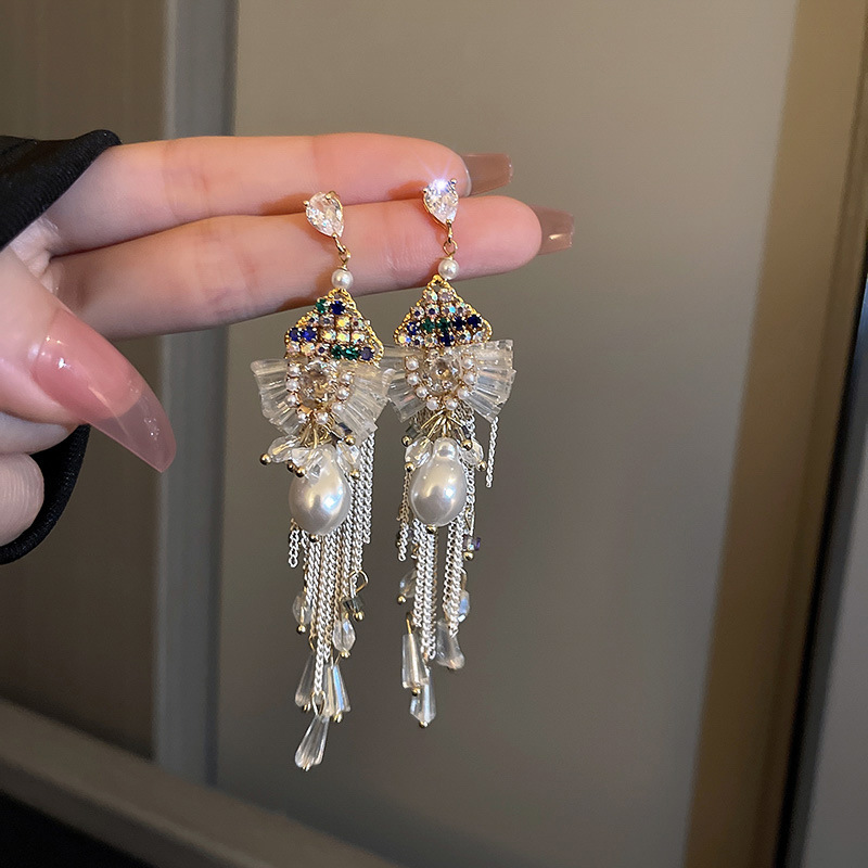 銀針珍珠耳環復古輕奢耳墜/清新甜美高级感耳飾