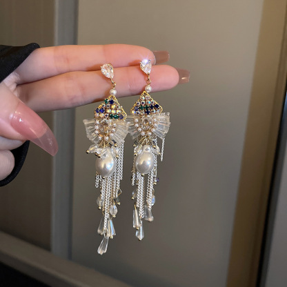 銀針珍珠耳環復古輕奢耳墜/清新甜美高级感耳飾