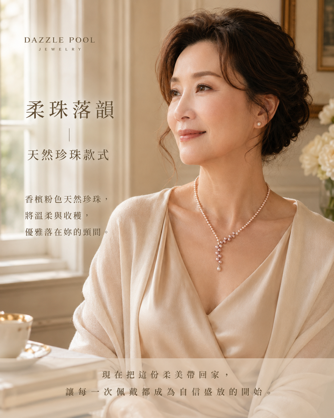「柔珠落韻」法式麥穗珍珠項鍊｜40+5cm優雅鎖骨鍊