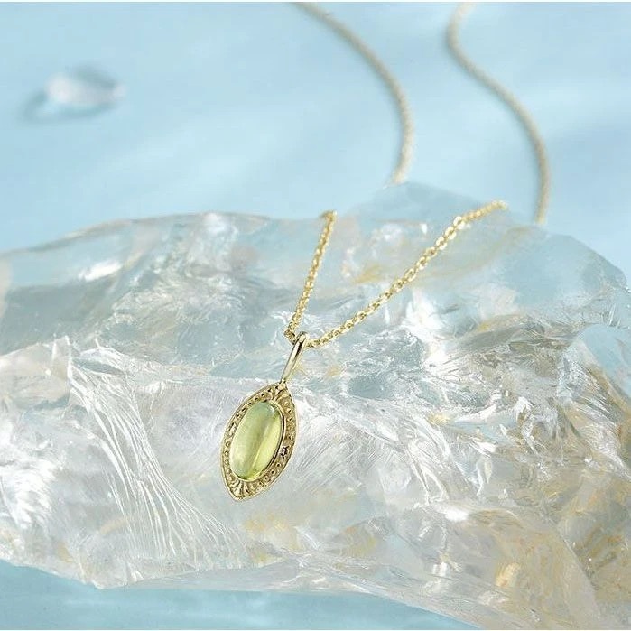 森綠｜橄欖綠幸運之石項鍊｜45公分｜925銀