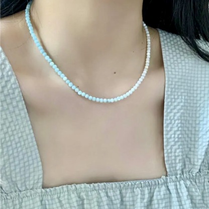 海洋日記｜清新薄荷綠小魚鋯石項鍊｜漸變串珠疊戴項鍊