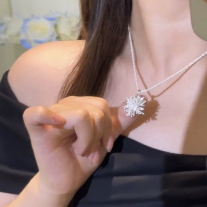 璀璨煙火｜銀色煙花鋯石吊墜項鍊｜輕奢高級感鎖骨鍊46cm