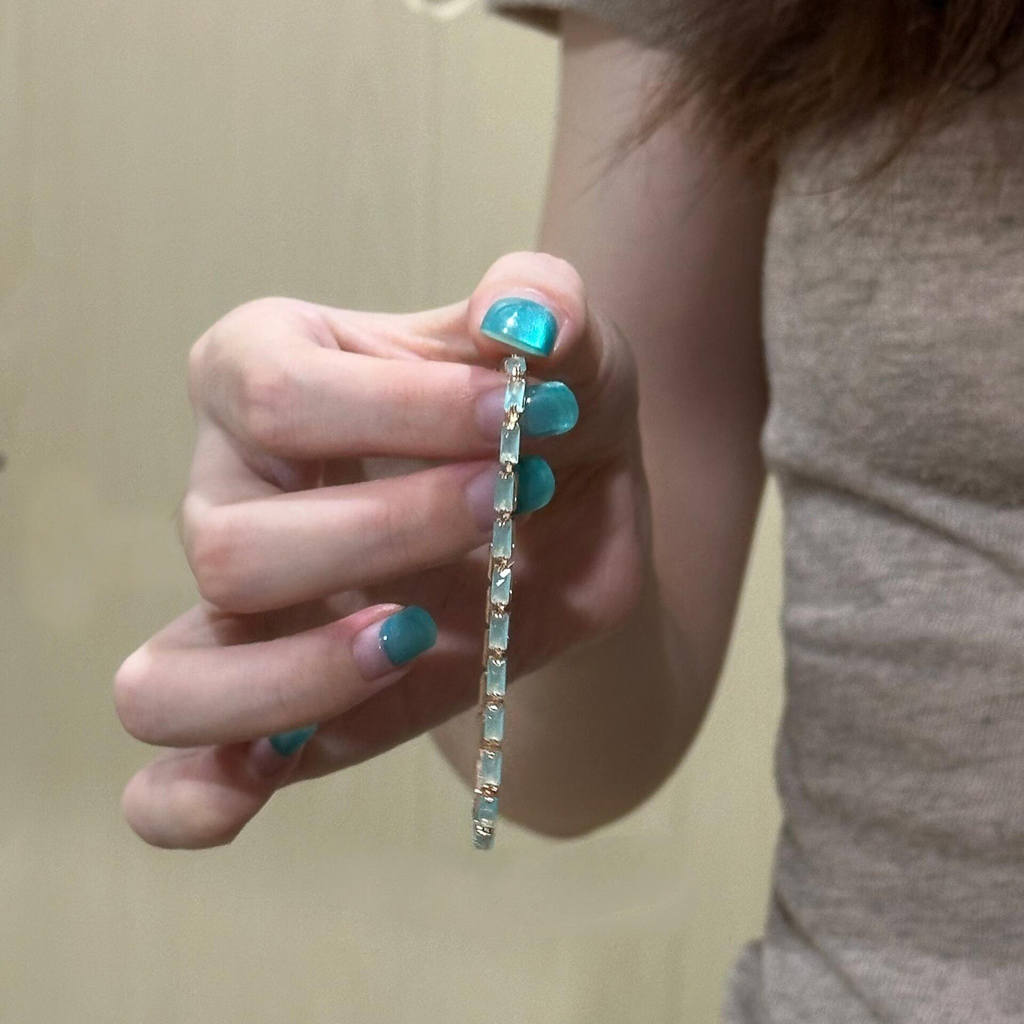 浮光掠影｜淡藍色方鑽手鍊｜輕奢手鍊