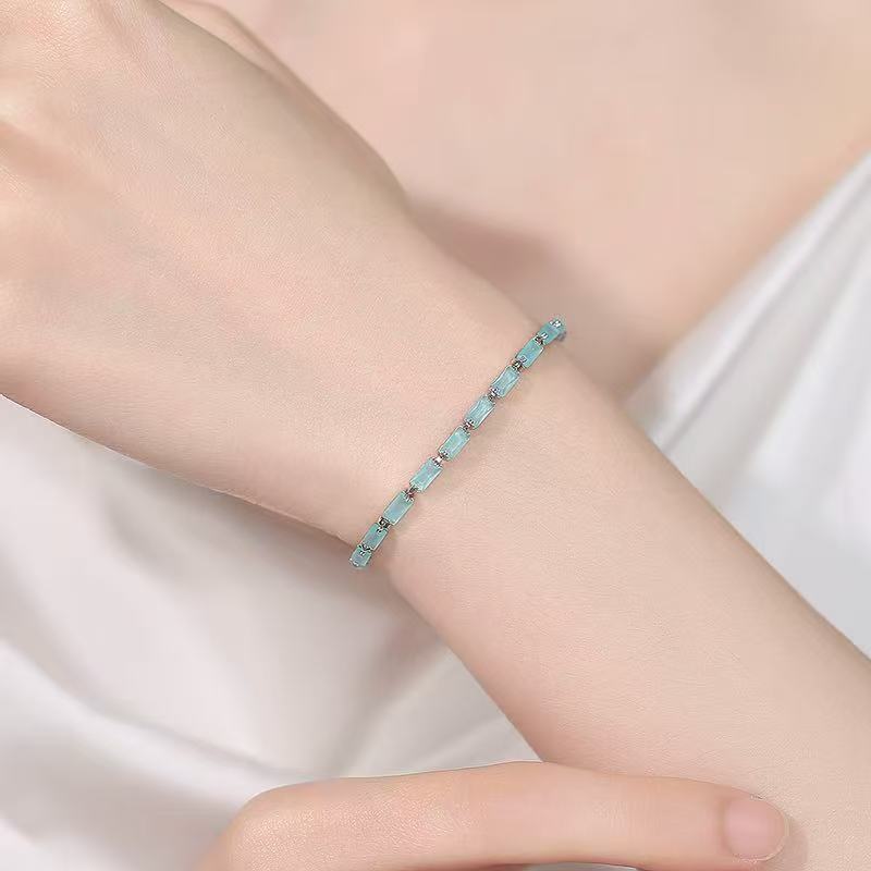 浮光掠影｜淡藍色方鑽手鍊｜輕奢手鍊