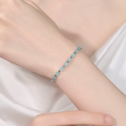 浮光掠影｜淡藍色方鑽手鍊｜輕奢手鍊