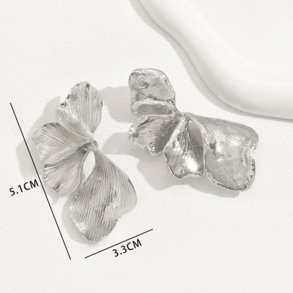 歐美簡約女生花朵耳環/个性誇張金屬多层小眾設計耳釘花瓣耳飾
