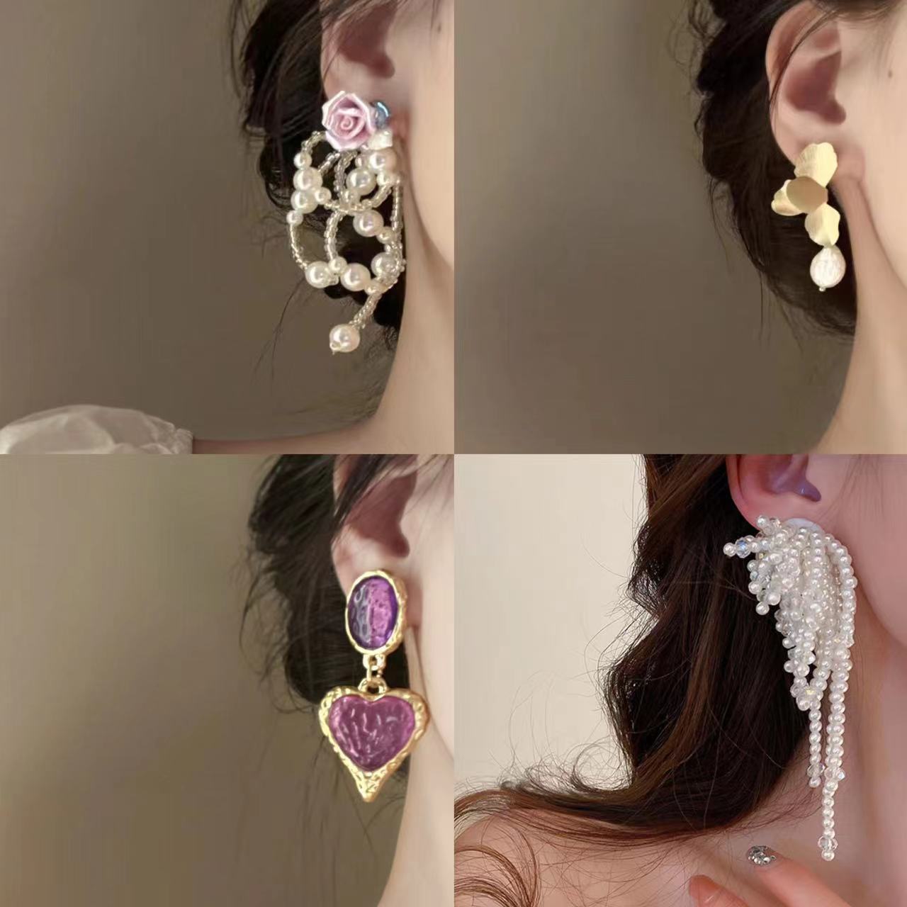 銀針珍珠耳環復古輕奢耳墜/清新甜美高级感耳飾