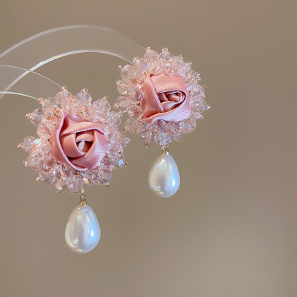 銀針珍珠耳環復古輕奢耳墜/清新甜美高级感耳飾