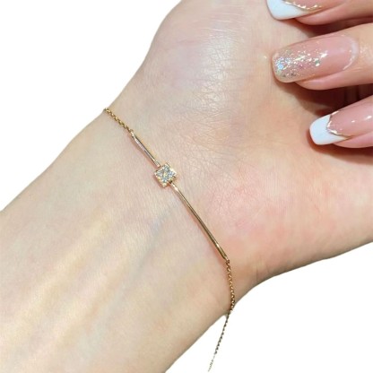 小方鑽手鍊鍍14k金｜15cm+3cm