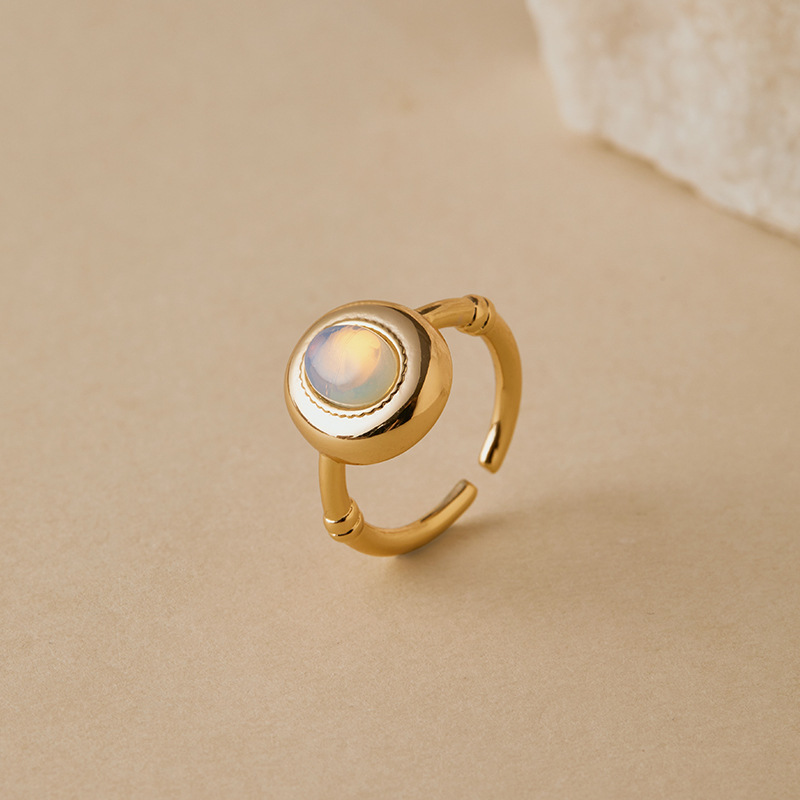 松石戒指虎眼石食指戒開口設計可疊戴個性復古可調節指環