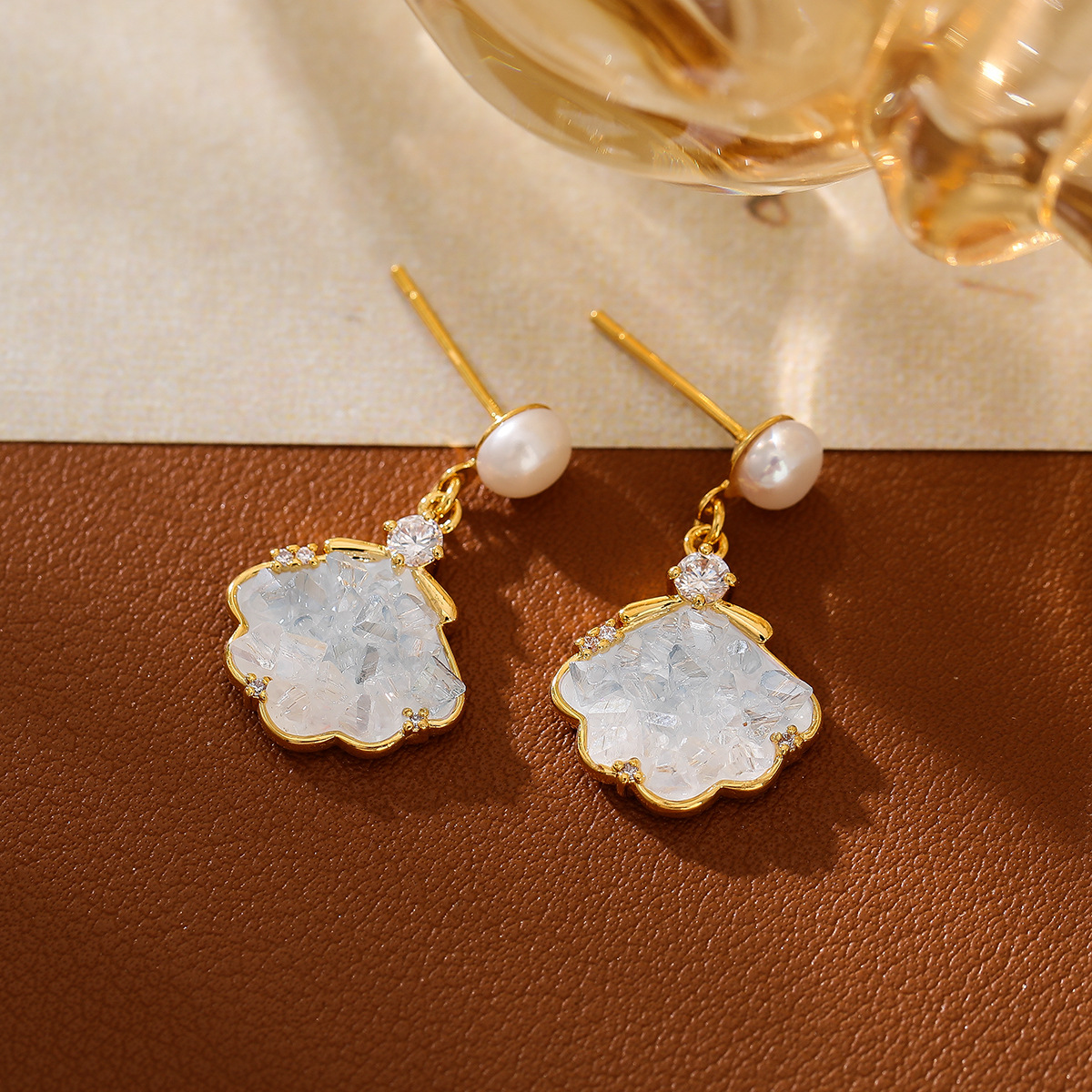 云朵淡水珍珠S925银针耳饰｜碎碎冰优雅轻奢耳饰