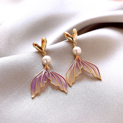 莫奈花园油画风爱心花朵珍珠耳环时尚气质耳钉法式甜美小清新耳饰