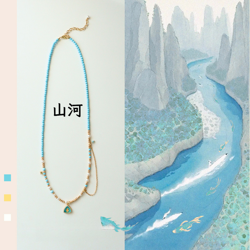 山河無恙｜國風滴油松石綠度母吊墜項鍊｜國風系列
