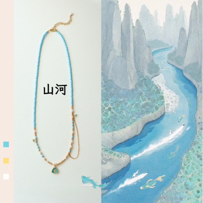 山河無恙｜國風滴油松石綠度母吊墜項鍊｜國風系列