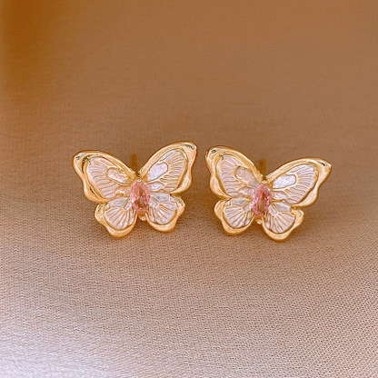 莫奈花园油画风爱心花朵珍珠耳环时尚气质耳钉法式甜美小清新耳饰