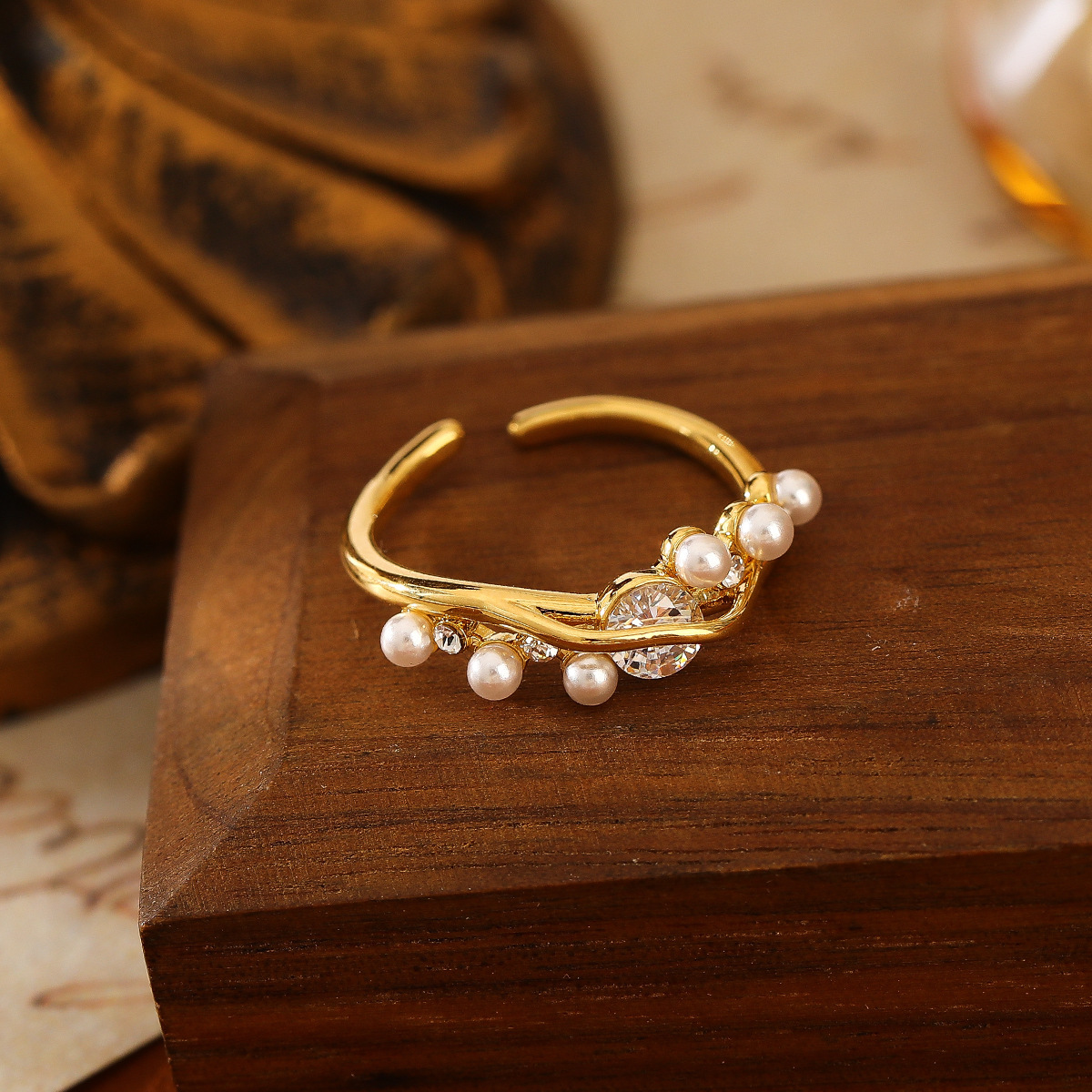 小米珠鋯石戒指｜开口戒指