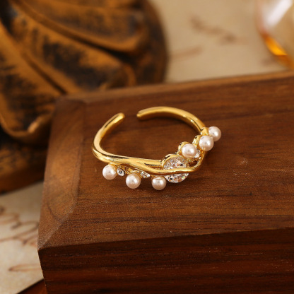 小米珠鋯石戒指｜开口戒指