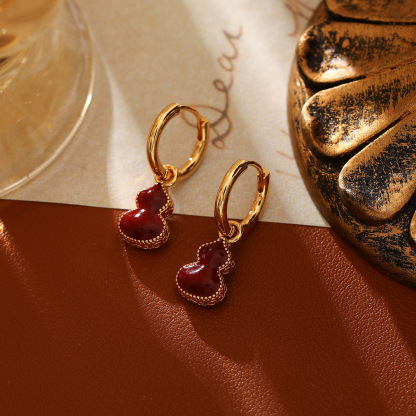 潮葫芦項鏈｜安克拉红葫芦耳环｜红色滴油AB面母贝套装