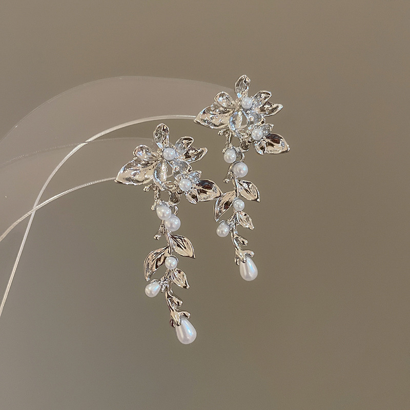 銀針珍珠耳環復古輕奢耳墜/清新甜美高级感耳飾