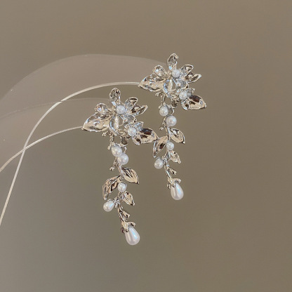 銀針珍珠耳環復古輕奢耳墜/清新甜美高级感耳飾