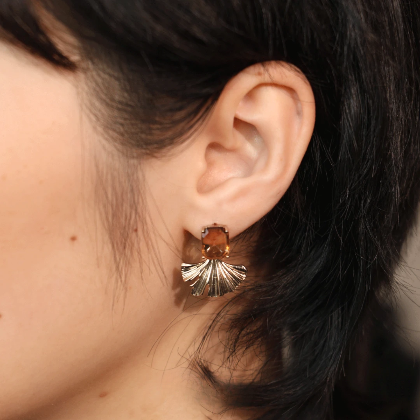 水鑽銀杏葉耳墜