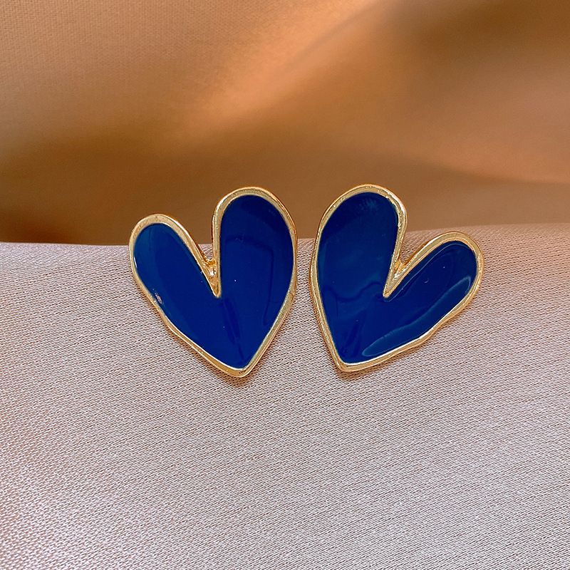 莫奈花园油画风爱心花朵珍珠耳环时尚气质耳钉法式甜美小清新耳饰