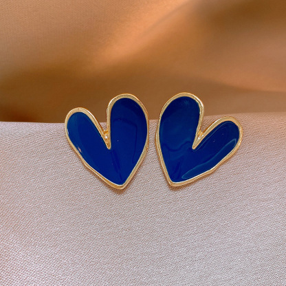 莫奈花园油画风爱心花朵珍珠耳环时尚气质耳钉法式甜美小清新耳饰