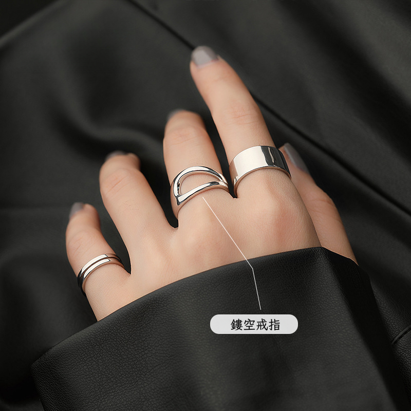 韓國線條交叉戒指｜開口食指環｜925銀