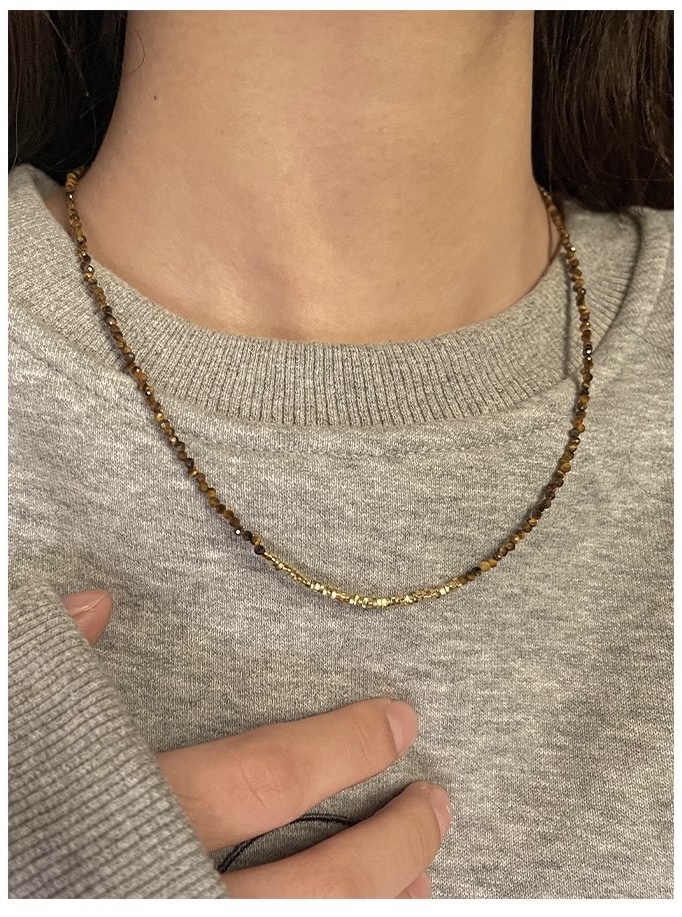 虎眼石 x 碎裂银大地色调项链｜秋冬温暖配饰