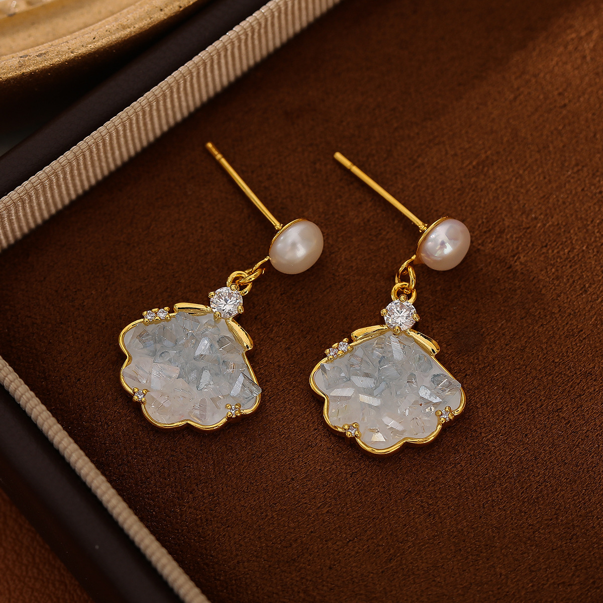 云朵淡水珍珠S925银针耳饰｜碎碎冰优雅轻奢耳饰