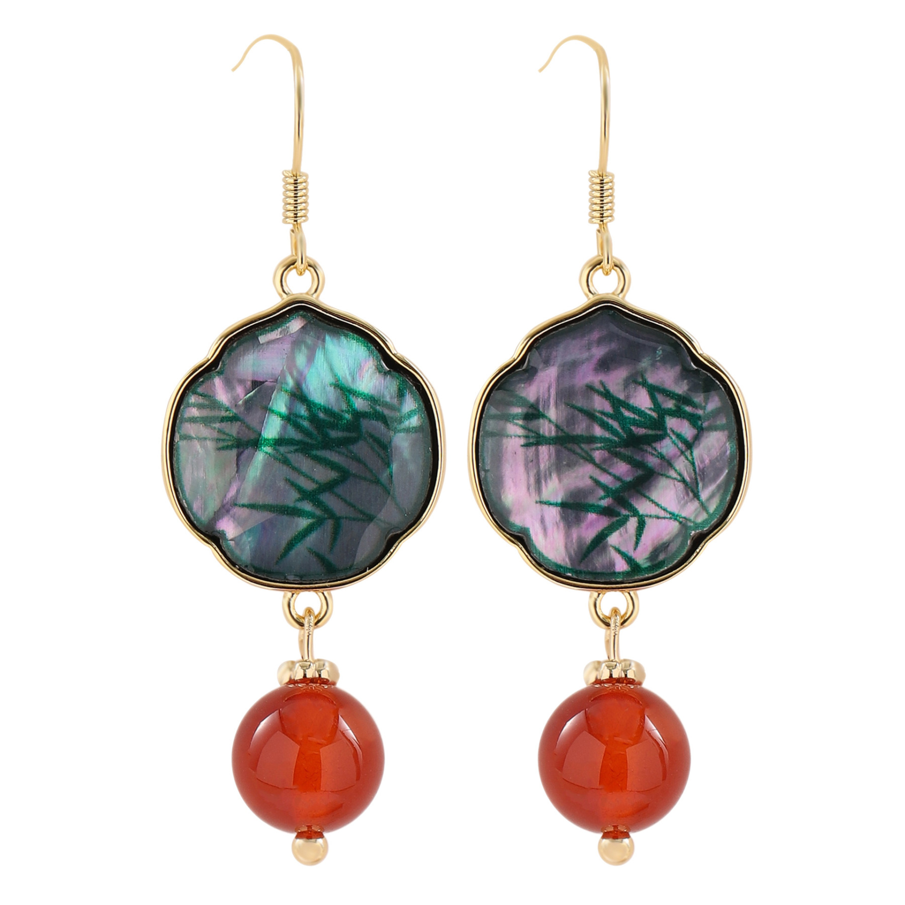 vintage古風貝殼瑪瑙流蘇耳環輕奢優雅高級感顯臉瘦耳飾女