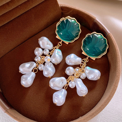 銀針珍珠耳環復古輕奢耳墜/清新甜美高级感耳飾