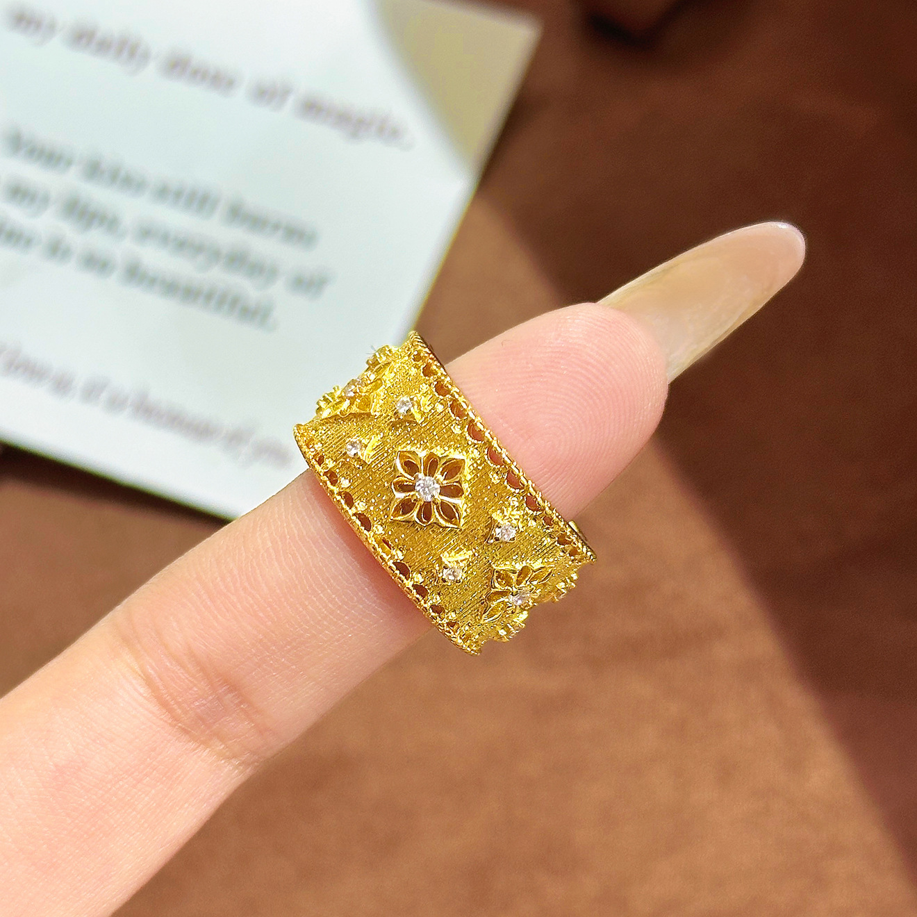 意大利布契風拉絲工藝戒指｜布織紋雕蕾絲工藝精美古典復古宮廷風百