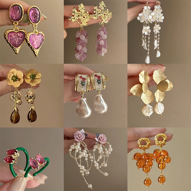 銀針珍珠耳環復古輕奢耳墜/清新甜美高级感耳飾