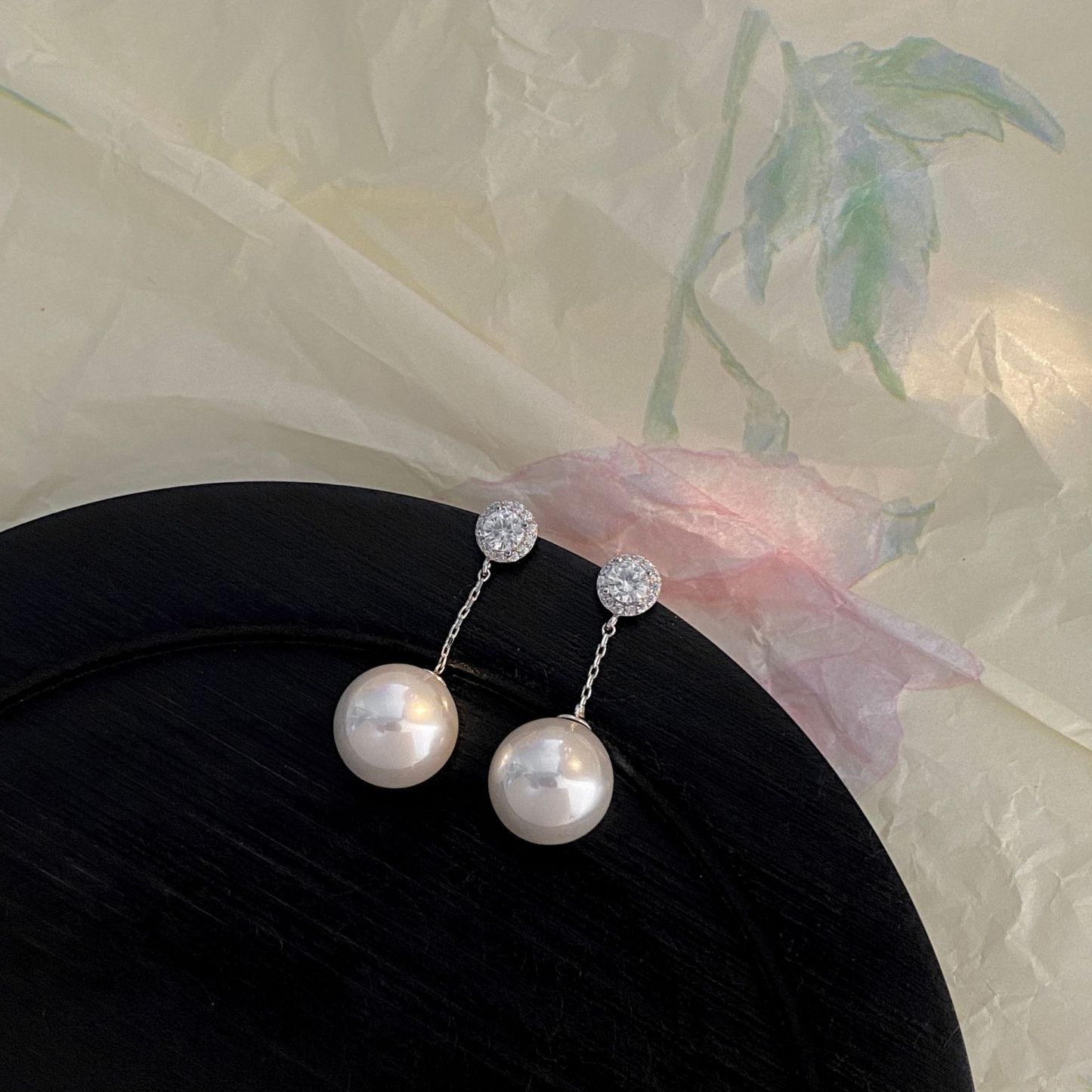 超閃珍珠愛心耳墜｜清新簡約通勤耳飾｜甜美氣質