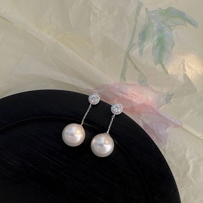 超閃珍珠愛心耳墜｜清新簡約通勤耳飾｜甜美氣質