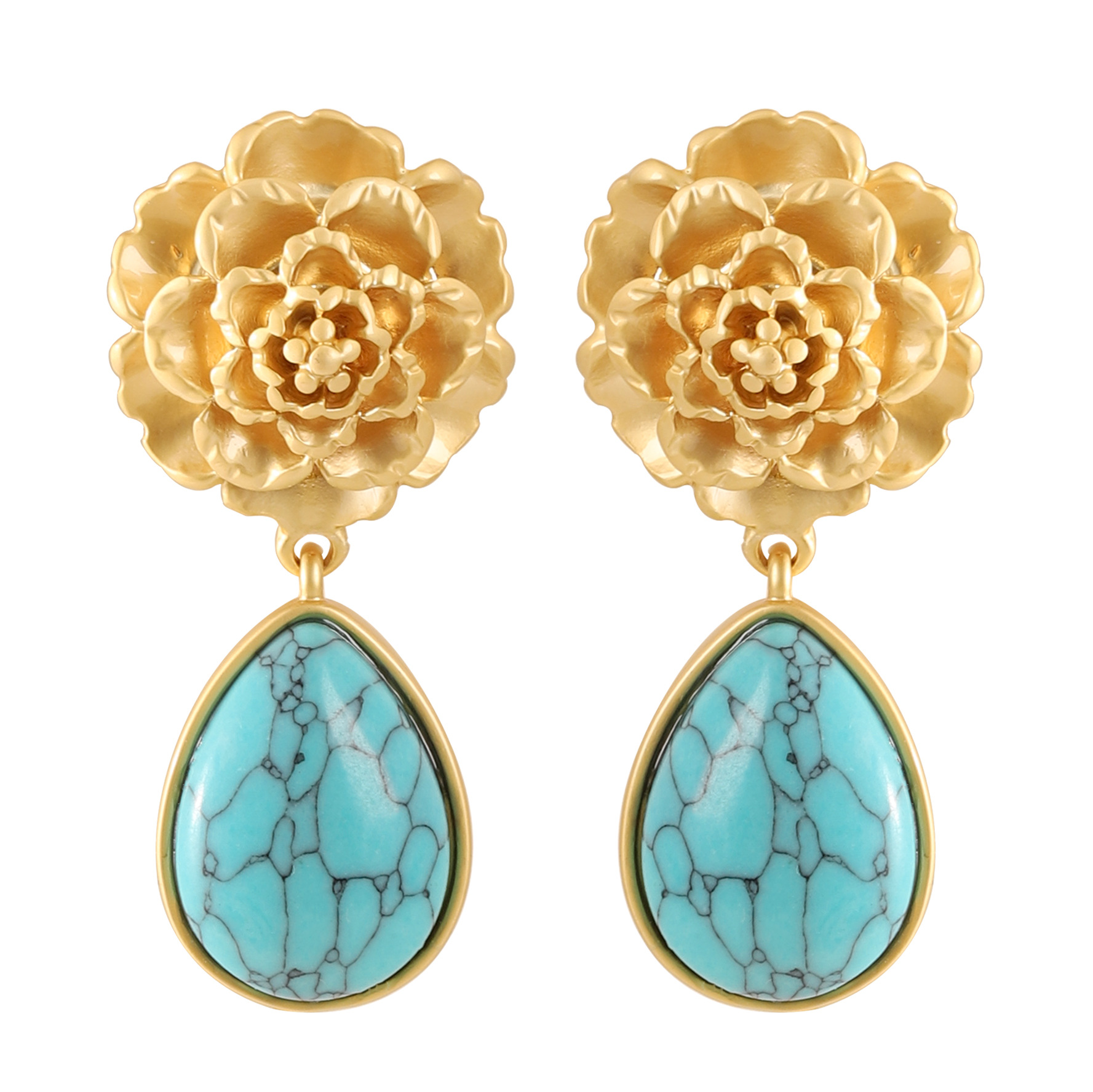 銀針復古個性中古風藍松石吊墜耳環女氣質優雅高級感年會宴會耳飾