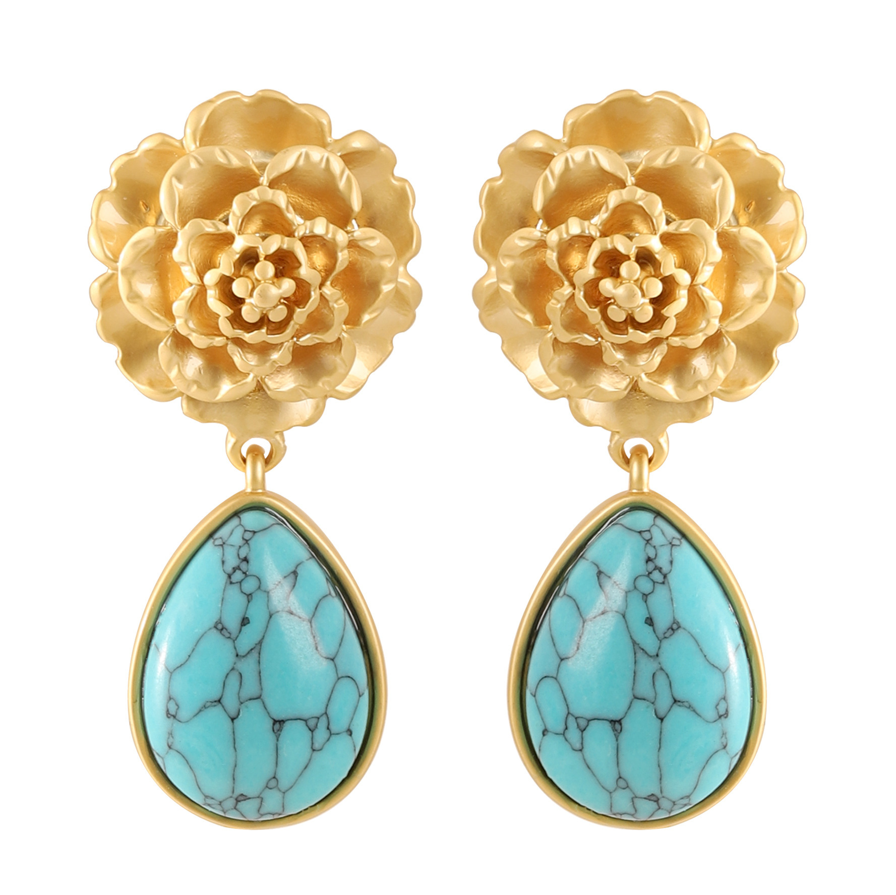 銀針復古個性中古風藍松石吊墜耳環女氣質優雅高級感年會宴會耳飾