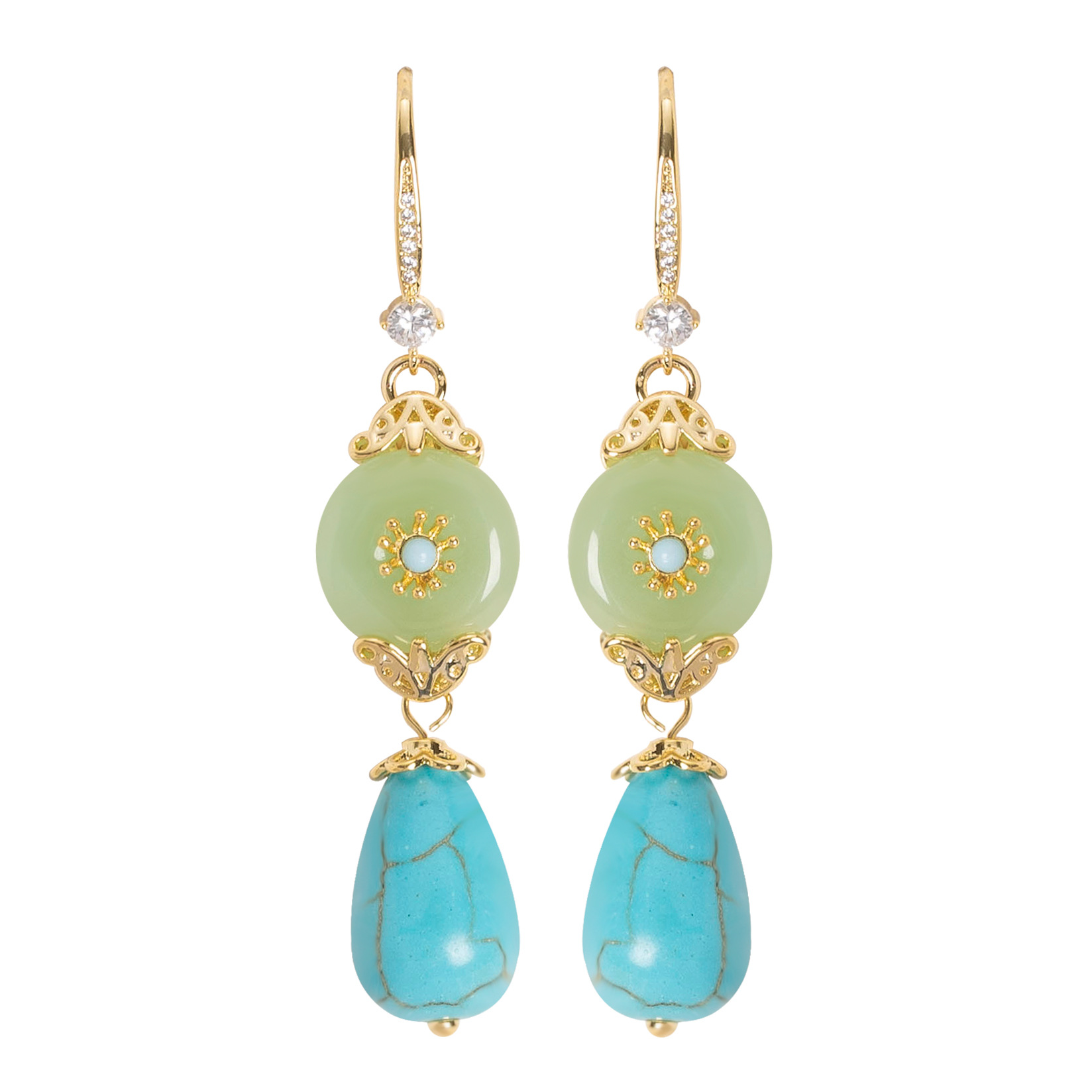 國風復古優雅新中式仿玉髓耳墜耳環長款輕奢氣質高級感顯臉瘦耳飾